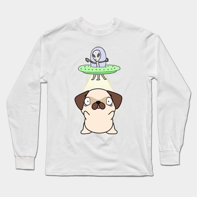 Funny pug is being abducted by aliens Long Sleeve T-Shirt by Pet Station